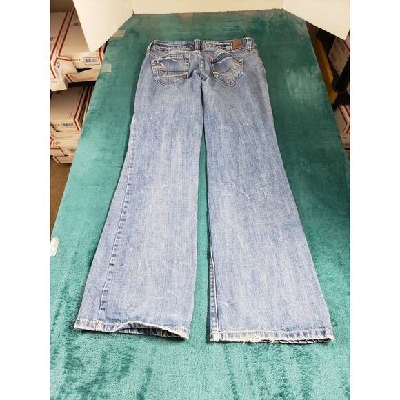 American Eagle Jeans Size 2 Womens Blue Stretch Pant Mid Rise Favorite Boyfriend - Picture 12 of 14